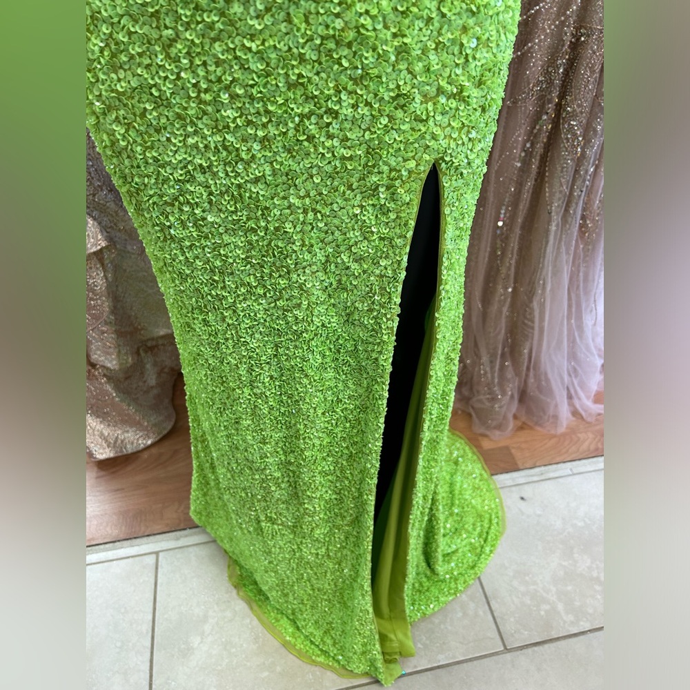 Jovani 23148 lime green long sequin prom dress size 4 - Picture 4 of 7